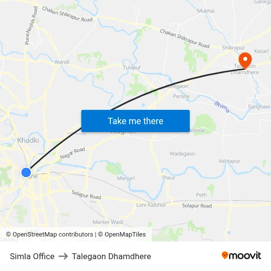 Simla Office to Talegaon Dhamdhere map