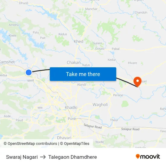 Swaraj Nagari to Talegaon Dhamdhere map