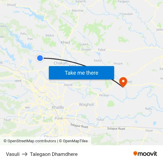 Vasuli to Talegaon Dhamdhere map