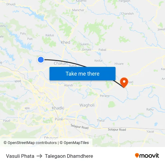 Vasuli Phata to Talegaon Dhamdhere map