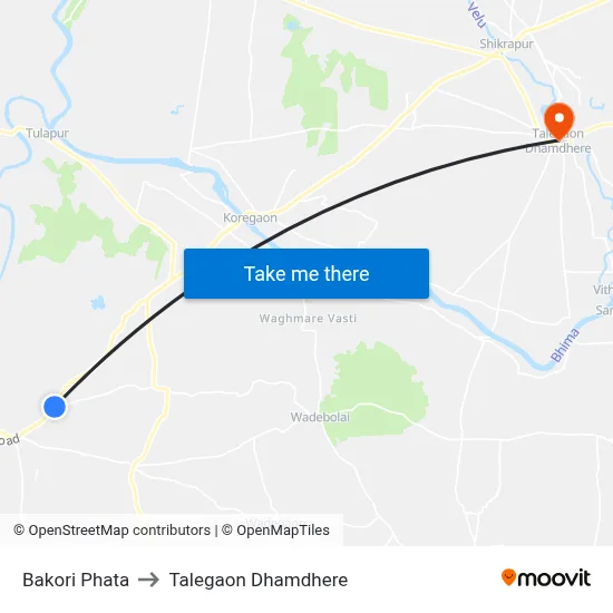 Bakori Phata to Talegaon Dhamdhere map