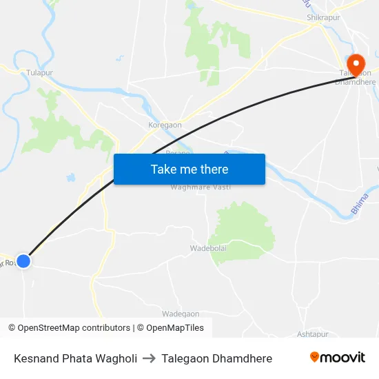 Kesnand Phata Wagholi to Talegaon Dhamdhere map