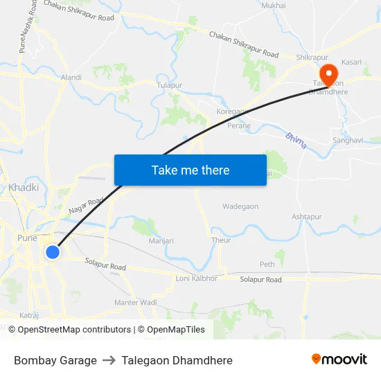 Bombay Garage to Talegaon Dhamdhere map