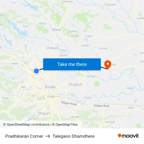Pradhikaran Corner to Talegaon Dhamdhere map