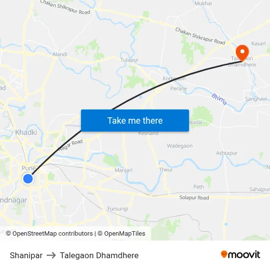 Shanipar to Talegaon Dhamdhere map