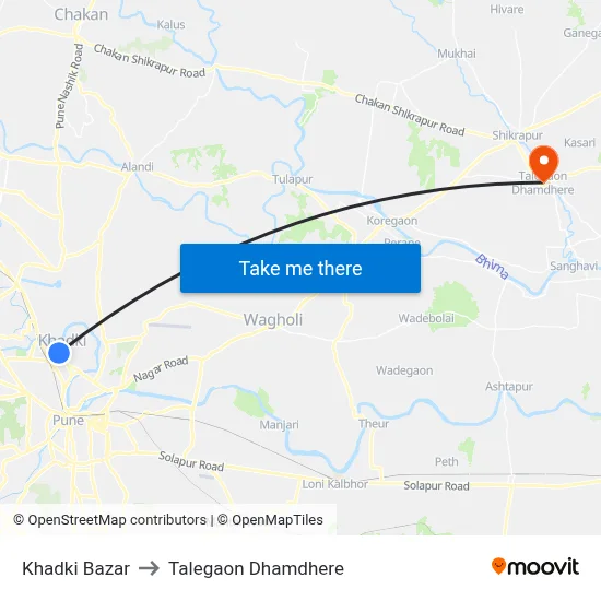 Khadki Bazar to Talegaon Dhamdhere map