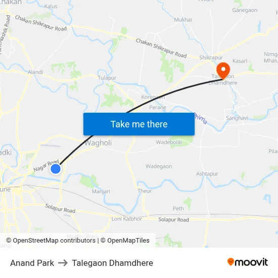 Anand Park to Talegaon Dhamdhere map