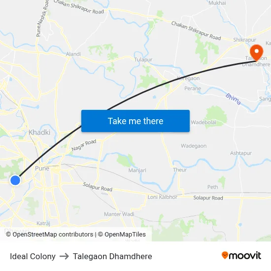 Ideal Colony to Talegaon Dhamdhere map