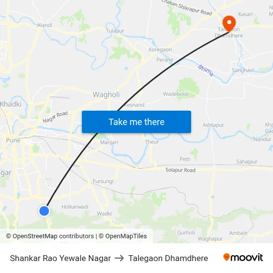 Shankar Rao Yewale Nagar to Talegaon Dhamdhere map