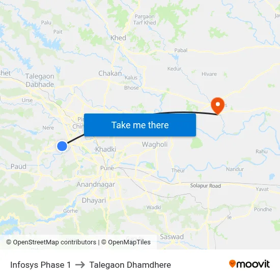 Infosys Phase 1 to Talegaon Dhamdhere map