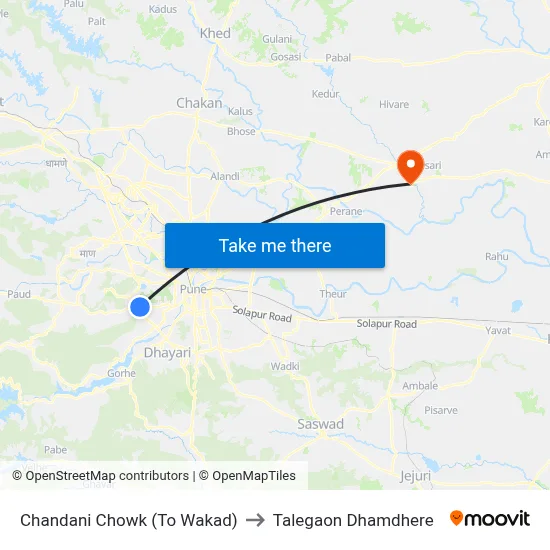 Chandani Chowk (To Wakad) to Talegaon Dhamdhere map