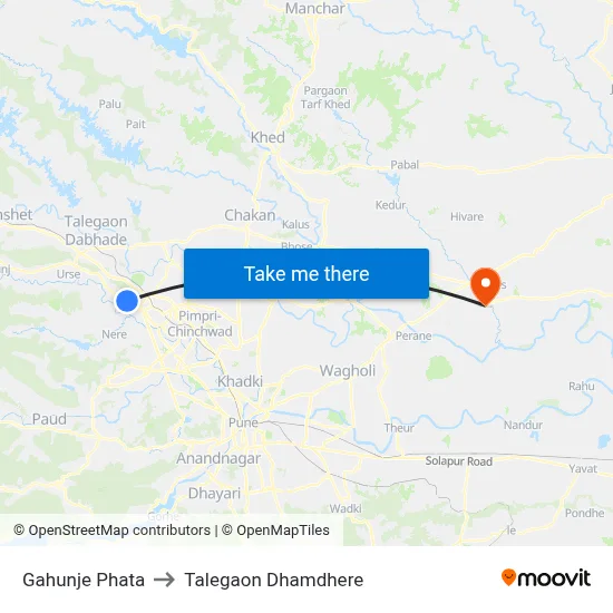 Gahunje Phata to Talegaon Dhamdhere map