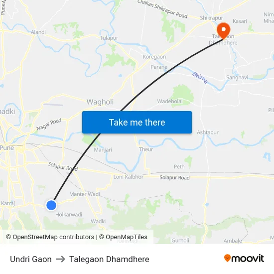 Undri Gaon to Talegaon Dhamdhere map