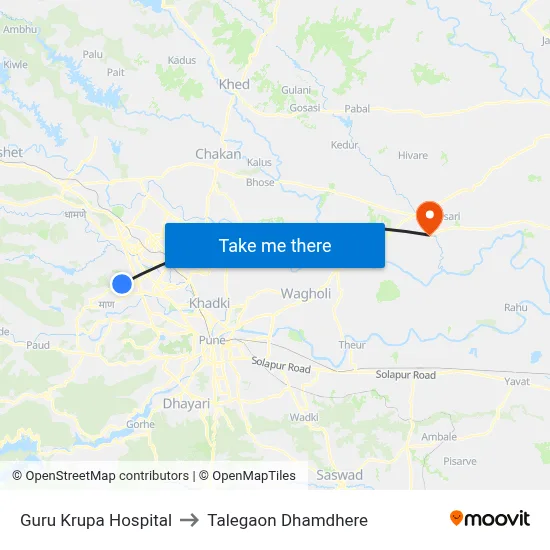 Guru Krupa Hospital to Talegaon Dhamdhere map