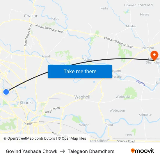 Govind Yashada Chowk to Talegaon Dhamdhere map