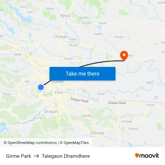 Girme Park to Talegaon Dhamdhere map