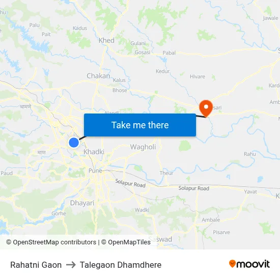 Rahatni Gaon to Talegaon Dhamdhere map
