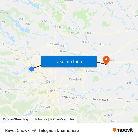 Ravet Chowk to Talegaon Dhamdhere map