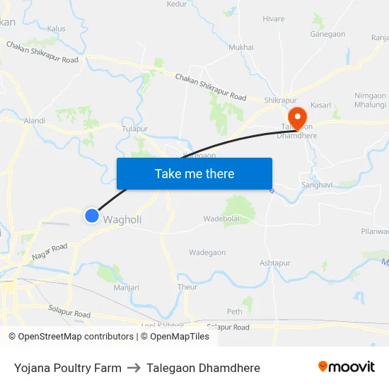 Yojana Poultry Farm to Talegaon Dhamdhere map