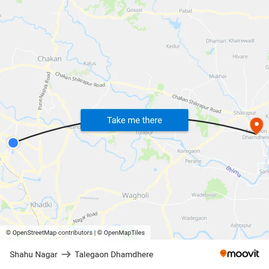 Shahu Nagar to Talegaon Dhamdhere map