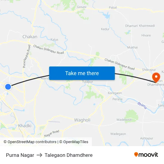 Purna Nagar to Talegaon Dhamdhere map