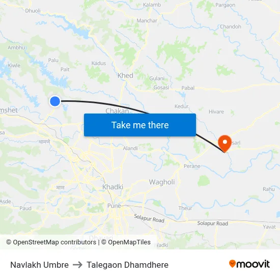 Navlakh Umbre to Talegaon Dhamdhere map