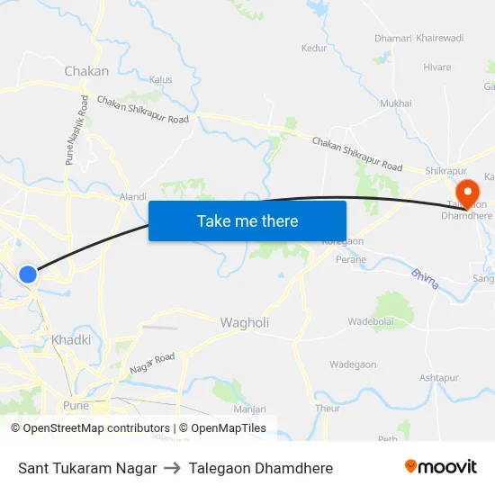 Sant Tukaram Nagar to Talegaon Dhamdhere map