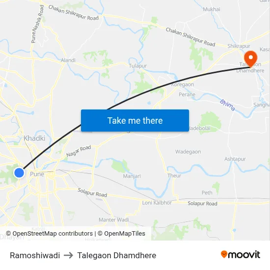 Ramoshiwadi to Talegaon Dhamdhere map