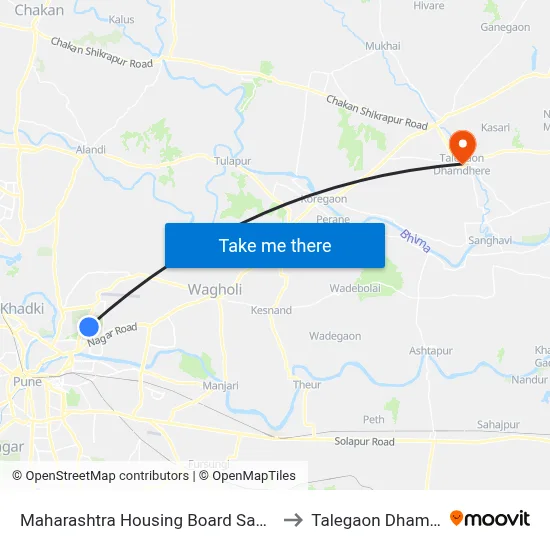 Maharashtra Housing Board Samta Nagar to Talegaon Dhamdhere map