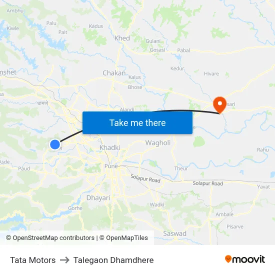 Tata Motors to Talegaon Dhamdhere map