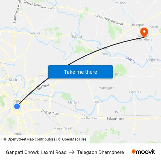 Ganpati Chowk Laxmi Road to Talegaon Dhamdhere map