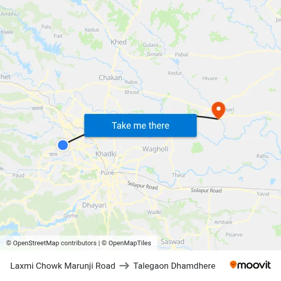 Laxmi Chowk Marunji Road to Talegaon Dhamdhere map
