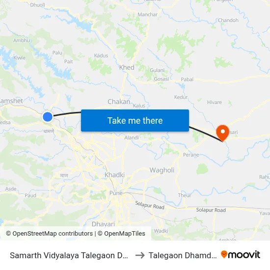 Samarth Vidyalaya Talegaon Dabhade to Talegaon Dhamdhere map