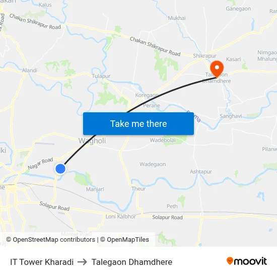 IT Tower Kharadi to Talegaon Dhamdhere map