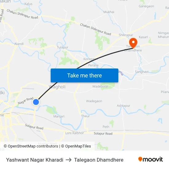 Yashwant Nagar Kharadi to Talegaon Dhamdhere map