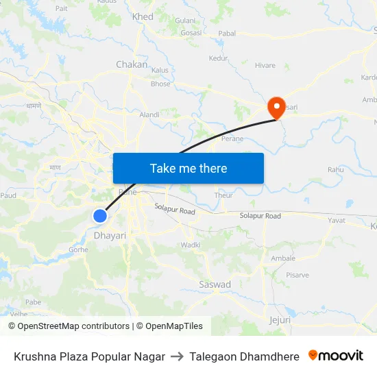 Krushna Plaza Popular Nagar to Talegaon Dhamdhere map
