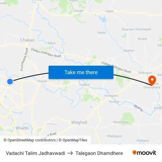 Vadachi Talim Jadhavwadi to Talegaon Dhamdhere map