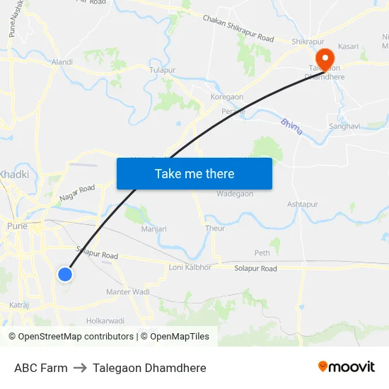 ABC Farm to Talegaon Dhamdhere map
