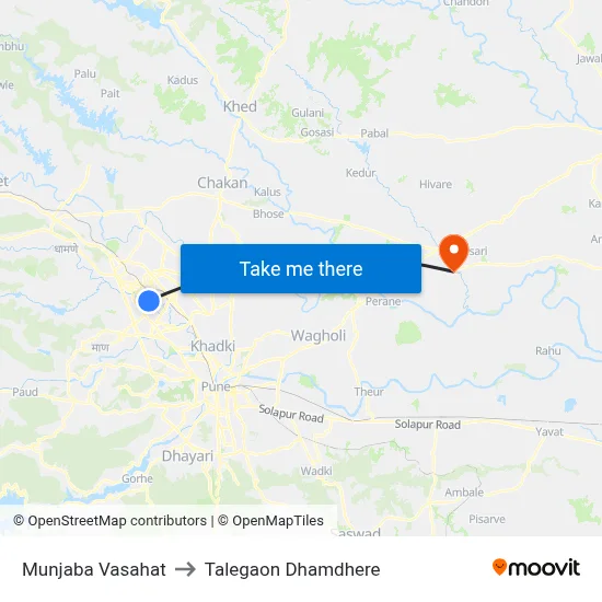Munjaba Vasahat to Talegaon Dhamdhere map