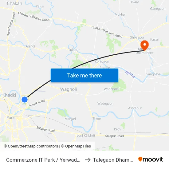 Commerzone IT Park / Yerwada Press to Talegaon Dhamdhere map