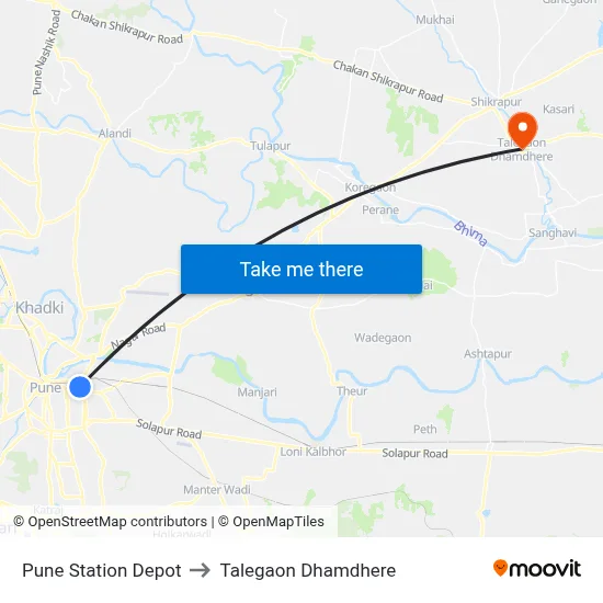 Pune Station Depot to Talegaon Dhamdhere map