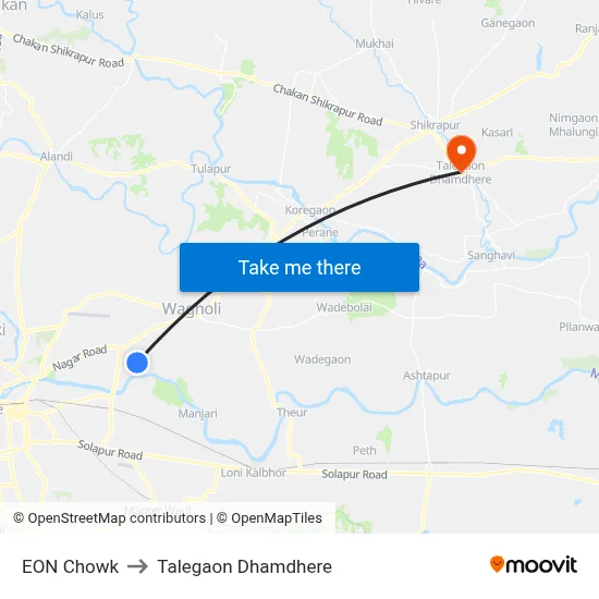 EON Chowk to Talegaon Dhamdhere map