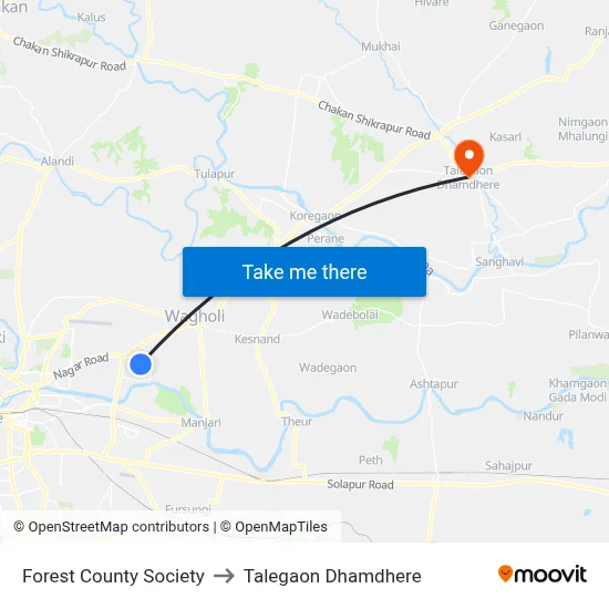 Forest County Society to Talegaon Dhamdhere map