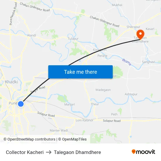 Collector Kacheri to Talegaon Dhamdhere map