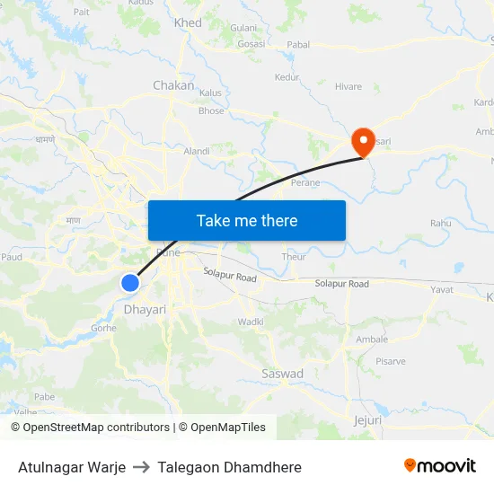Atulnagar Warje to Talegaon Dhamdhere map