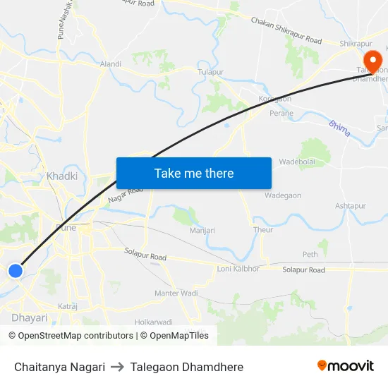 Chaitanya Nagari to Talegaon Dhamdhere map