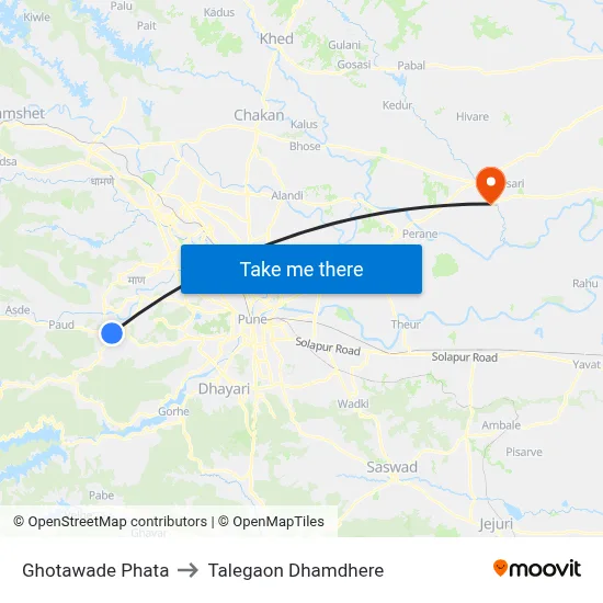 Ghotawade Phata to Talegaon Dhamdhere map