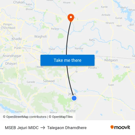 MSEB Jejuri MIDC to Talegaon Dhamdhere map