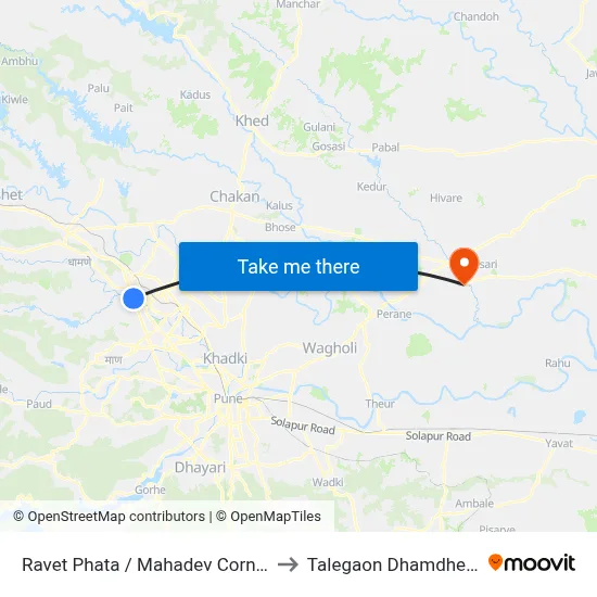 Ravet Phata / Mahadev Corner to Talegaon Dhamdhere map