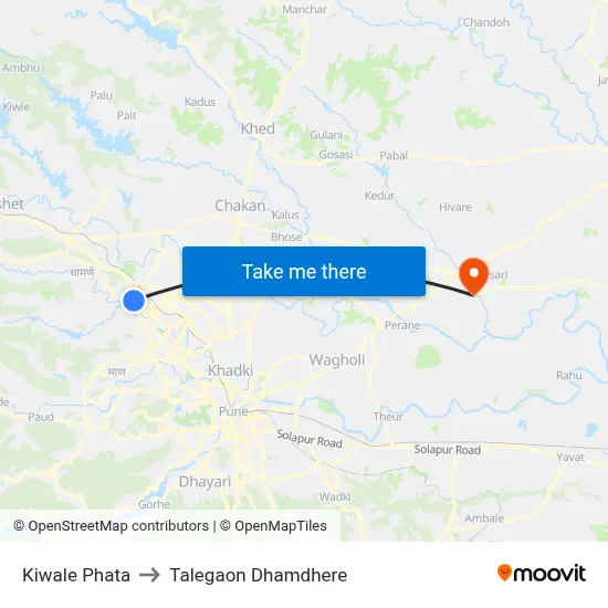 Kiwale Phata to Talegaon Dhamdhere map